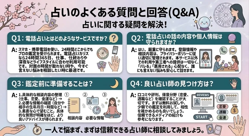 占いサービスでよくある質問と回答